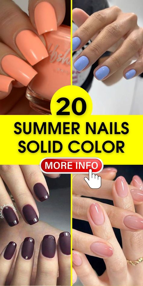 Summer nails solid color in bright neon and pink hues offer a cute and simple way to update your look. Perfect for any nail shape, these fun designs are trending, making your short nails or long styles the talk of the season. Summer Nail Polish Colors, Nails Solid Color, Harry Potter Nail Art, Nails Solid, Nail Polish Colors Summer, Summer Nail Polish, Summer Gel Nails, Solid Color Nails, Bright Summer Nails