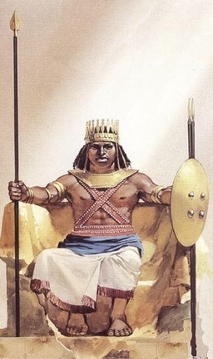 was ruler of the Kingdom of Aksum, an ancient kingdom located in what is now Eritrea and Ethiopia. (320s – c. 360 AD). Tradition states that ‘Ezana succeeded his father Ella Amida (Ousanas) as king while still a child but his mother, Sofya then served as regent until he came of age. He conquered the Kingdom of Kush around the year 350 AD. Ancient World History, Black King And Queen, Warriors Illustration, Historical Warriors, Horn Of Africa, Ancient Kingdom, Historical Armor, African Models, Historical People