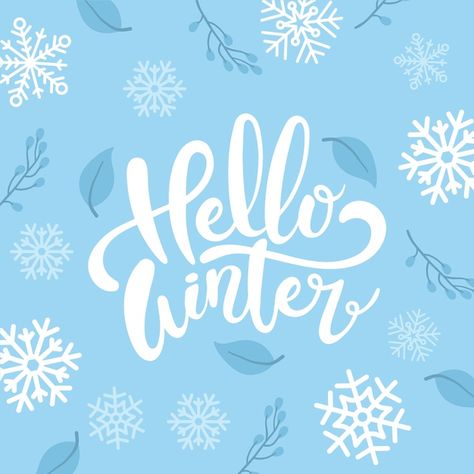 Hello Winter Illustration, Winter Logo Design Ideas, Winter Logo, Winter Graphic Design, Winter Vector, Welcome Winter, Winter Instagram, Lettering Download, Winter City