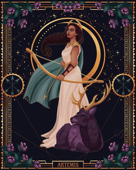 Chelsea J on Instagram: “✨ Artemis ✨ For #jbmythmonth I had fun trying to make this deer. That's something I really enjoy about prompts. You end up making things…” Goddess Of The Hunt, What Is Meant, Greek Goddess, The Mediterranean, The Golden, Chelsea, Jade, Art Print, Art