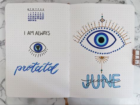 Evil Eye Journal, Evil Eye Journal Page, Eye Journal, Journal June, Quote Page, Turkish Eye, The Evil Eye, Plan With Me, Bullet Journal Notebook