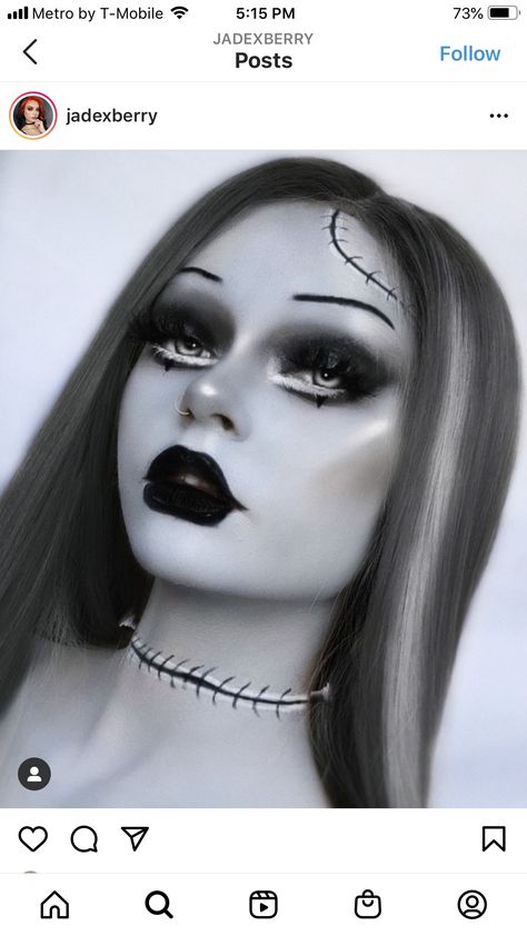 Lady Frankenstein Makeup, Frankenstein Wife Makeup, Modern Bride Of Frankenstein Costume, Frankenstein Bride Makeup, Frankenstein Makeup Female, Diy Bride Of Frankenstein Costume, Black And White Face Paint, Bride Of Frankenstein Hair, Halloween List