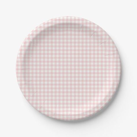 $1.90 | Pink Gingham Spring Birthday Party #pink, gingham, plaid, spring, birthday, easter, bunny, first birthday, some bunny birthday Gingham Party, Spring Gingham, Spring Birthday Party, Preppy Baby, Spring Birthday, Paper Plates Party, Pink Gingham, Kids Stationery, Party Plates