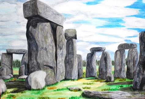 Stonehenge Drawing, Ancient Runes, Standing Stone, Stonehenge, Ink Drawing, Impressionism, Van Gogh, Decorative Painting, Nature Art