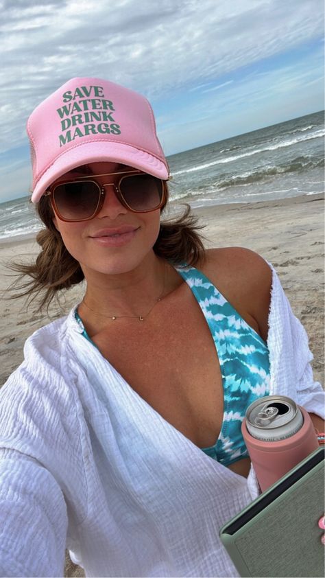 Trucker Hat Swimsuit Outfit, Trucker Hat Beach Outfit, Beach Trucker Hat, Hat Outfit Summer, Trucker Hat Outfit, Save Water Drink, Water Drink, Swimsuits Outfits, Summer Beach Outfit