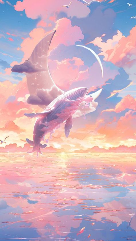 Dreams come true when we act Whale Art Wallpaper, Aesthetic Whales, Dreamy Artwork, Cute Galaxy Wallpaper, Whale Art, Beautiful Wallpapers Backgrounds, Cool Wallpapers Art, Pretty Wallpapers Backgrounds, Japan Art