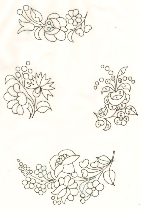 Bordado Jacobean, Broderie Simple, Pola Bordir, Hungarian Embroidery, Chain Stitch Embroidery, Redwork Embroidery, Floral Embroidery Patterns, Border Embroidery Designs, Pola Sulam