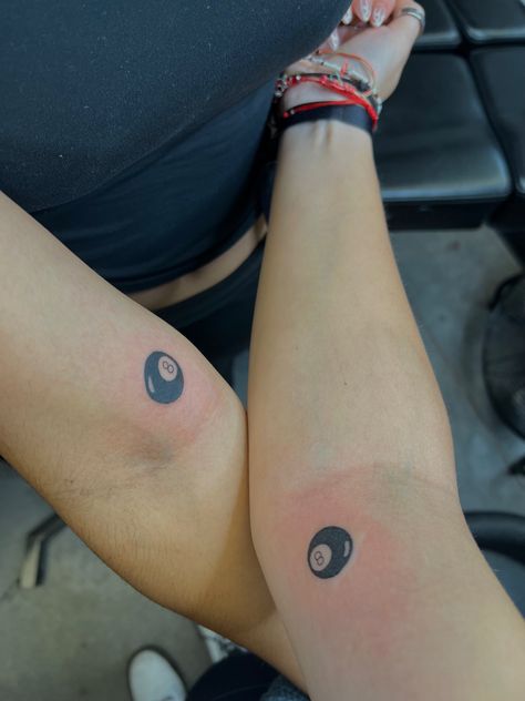 #tattoo #matchingtatto #tattooideas Tattoo 8 Ball, Eight Ball Tattoo, Magic 8 Ball Tattoo, Eightball Tattoo, Small Funny Tattoos, 8 Ball Tattoo, Skin Doodles, Black And Gray Ink Tattoo, Maching Tattoos