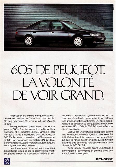 Peugeot 605 SV 24 1991en Francais Psa Peugeot Citroen, Auto Vintage, Car Brochure, French Cars, Car Ads, Peugeot 205, 50 Years, A Car, Peugeot