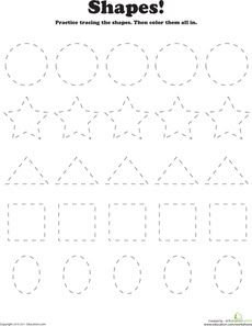 Trace and Color Shapes Worksheet Tracing Shapes Worksheets, Shape Worksheet, Trace And Color, Shape Tracing Worksheets, Preschool Tracing, Shapes Preschool, Shapes Worksheets, Worksheets For Preschool, Shapes Activities