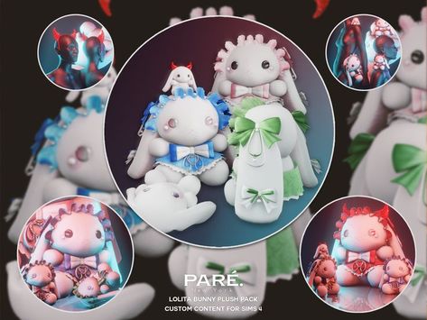 PARÉ. Lolita Bunny Plush Pack for Sims 4 #sims4 #sims4cc #ts4 #ts4cc Sims 4 Cc Furniture Plushies, Sims Plushies Cc, Sims 4 Gloomy Bear, Plush Sims 4 Cc, Sims 4 Plushies, Sims 4 Bunny Cc, Sanrio Cc Sims 4, Sims 4 Plushies Cc, Sims 4 Cc Plushies