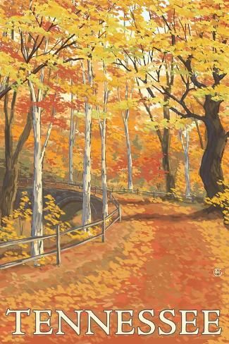 size: 18x12in Art Print: Tennessee - Fall Colors by Lantern Press : Connecticut Fall, Maine In The Fall, Virginia Fall, Wisconsin Art, Vermont Fall, Colorado Fall, Retro Travel Poster, Scene Art, Great Smoky Mountains National Park