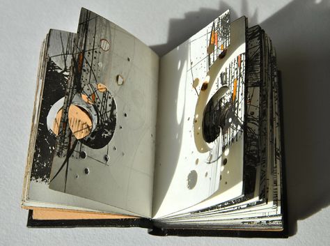 Aether - 2013 | Handbound artist's book | By: Louisa Boyd | Flickr - Photo Sharing! Artists Book, Kunstjournal Inspiration, Buch Design, Artist Journal, Book Sculpture, Artist Sketchbook, Soyut Sanat Tabloları, Sketchbook Pages, Arte Sketchbook