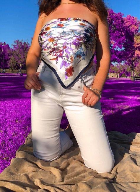 2000’s vibe outfit with silk scarf #scarf #picnicoutfit #summer #cute #outfit Scarf Silk Outfit, Silk Scarf Outfit Summer, Summer Picnic Outfit, Scarf Outfit Summer, Picnic Outfit Summer, Outfit Picnic, Silk Scarf Outfit, Picnic Outfit, Large Silk Scarf