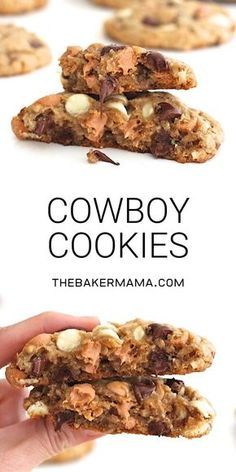 You can’t go wrong with good ol’ cowboy cookies! Everyone loves these loaded oatmeal cookies with crispy cornflakes cereal, sweet chewy coconut, crunchy pecans, and a triple play of melty chocolate, white chocolate and butterscotch chips. #cowboycookies #cookies Loaded Oatmeal Cookies, Loaded Oatmeal, Butterscotch Cookies, Cowboy Cookies, Crunchy Pecans, Butterscotch Chips, Köstliche Desserts, Snack Cake, Savoury Cake