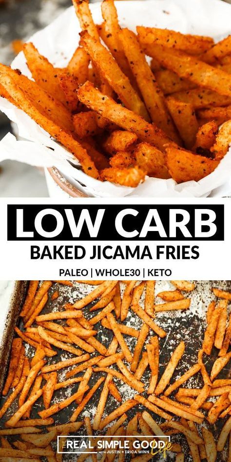 47 reviews · 40 minutes · Vegan Gluten free · Serves 4 · These Paleo + low carb oven baked jicama fries feel like the greatest keto fry option! We tell you how to peel and cook jicama in the post for perfect crispy fries. The best easy low-carb side dish… More Fries Oven, Jicama Recipe, Jicama Fries, Keto Veggies, Air Fryer Cooking, Healthy Fries, Healthy Coleslaw, 30 Diet, Crispy Fries