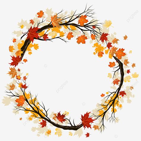 Autumn Frame, Wreath Tattoo, Autumn Leaves Background, Watercolor Autumn Leaves, Leaves Frame, Fall Frames, Wreath Clipart, Doodle Frame, Fall Clipart