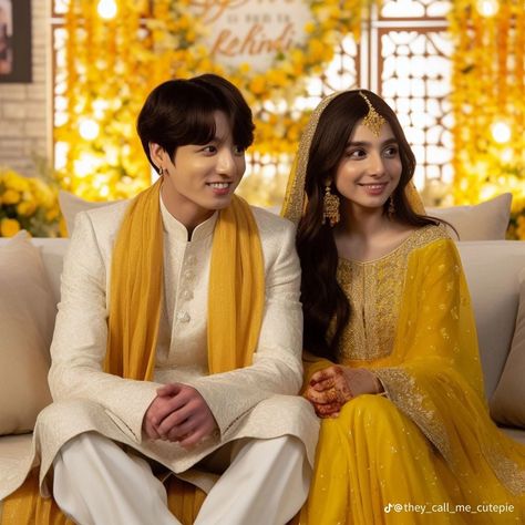 Jungkook Indian Wedding Edit, Jungkook Future Wife Prediction, Jungkook With Girlfriend Edit, Bts Couple Photo, Jungkook Indian Edit, Jungkook Wedding Edit, Jungkook Indian, Y2k Blue Aesthetic, Interesting Health Facts