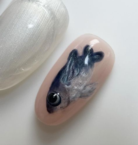 I can’t get over these lil fishies🐟 #pressonnails #pressonnailset #pearlnails #3dnails #3dnailart #oceannails #fishnails | Instagram Fish Nail Art, Fish Nails, 2024 Nails, Pearl Nails, January 19, Dream Nails, 3d Nail Art, Fish Design, 3d Nails