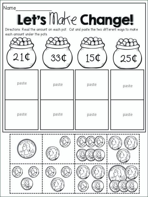 Coins Worksheet, Coin Worksheets, Kindergarten Money, Kindergarten Money Worksheets, Money Kindergarten, Counting Money Worksheets, Money Math Worksheets, Learning Money, Making Change