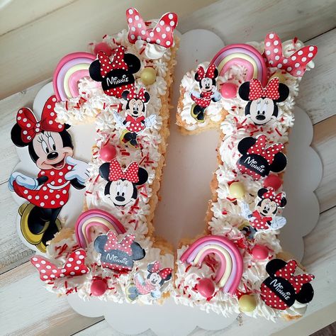 Minnie Mouse Number Cake, Number 1 Cake, Number Birthday Cakes, 1 Cake, Art Birthday Party, Number Cake, Minnie Mouse Cake, Mouse Party, Cake Business