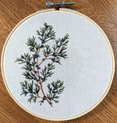 Cedar Tree Embroidery, Pine Embroidery Pattern, Fir Tree Embroidery, Pine Branch Embroidery, Cedar Embroidery, Woodsy Embroidery, Juniper Embroidery, Embroidery Branch, Evergreen Embroidery