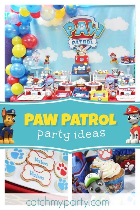 Check out this awesome Paw Patrol party! The cookies are so cool! See more party ideas and share yours at CatchMyParty.com #catchmyparty #partyideas #pawpatrolbirthdayparty #boybirthdayparty #pawpatrol Paw Patrol Party Ideas, Paw Patrol Birthday Party, Patrol Party, Paw Patrol Party, Toddler Snacks, Paw Patrol Birthday, Ideas Birthday, Ideas Party, 3rd Birthday Parties