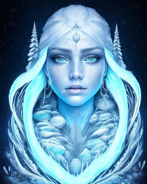 Goddess of Cold and Nothingness - starryai Ice Goddess, Winter Goddess, Whimsical Faces, Winter Portrait, Winter Portraits, Greek Mythology Art, Fantasy Photography, Mythology Art, Goddess Art