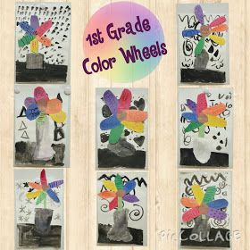 Pictures and Paint Brushes: First Grade Color Wheels 2nd Grade Color Wheel Art Lesson, 1st Grade Color Wheel Art Project, Color Theory Art Lessons, Color Lesson Plans, Color Theory Projects, Elements Of Art Color, Color Wheel Art Projects, Spark Art, Color Art Lessons