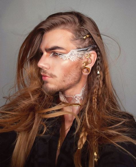 Male Makeup Looks, Nils Verberne, Nils Kuiper, Angel Makeup, Male Makeup, Elf Makeup, Winged Liner, Festival Makeup, Eye Makeup Art