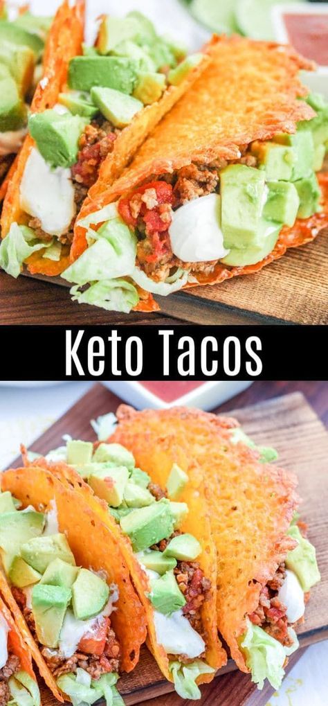 Have a low carb taco night with these keto tacos made with cheese taco shells you can easily make with this recipe from Home. Made. Interest. Baked cheddar cheese is formed into the shape of a taco! These easy beef tacos are perfect for people who are looking for keto diet recipes for a ketogenic lifestyle. These cheesy low carb tacos mean you don't have to miss out on taco night! Cheese Taco Shells, Keto Tacos, Low Carb Taco, Cheese Taco, Crunchwrap Supreme, Cheese Tacos, Taco Shells, Low Carb Tacos, Beef Tacos