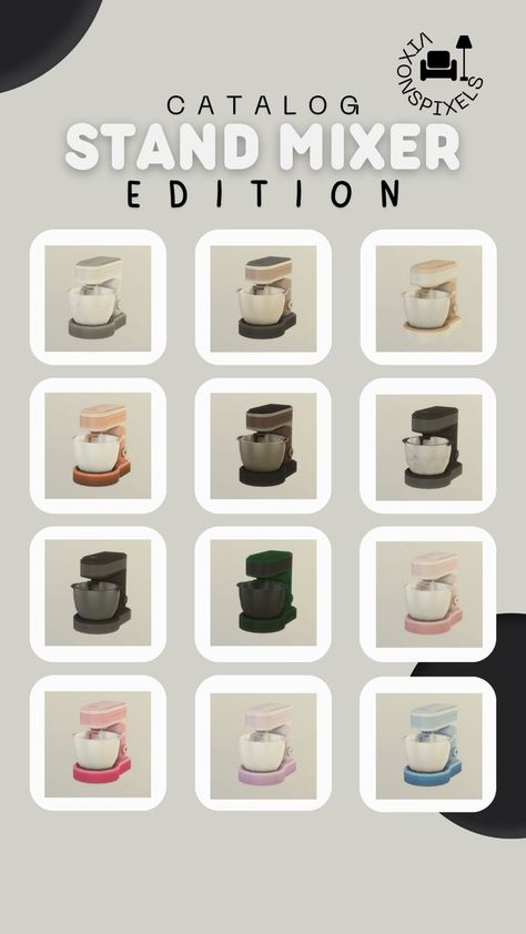 Chowbella stand mixer | Recolour | Patreon Sims 4 Home Chef Hustle Cc, Mm Furniture, Sims Clutter, Sims 4 Content, Sims 3 Cc Finds, Sims 4 Kitchen, Clothes Cc, Free Sims 4, The Sims 4 Packs