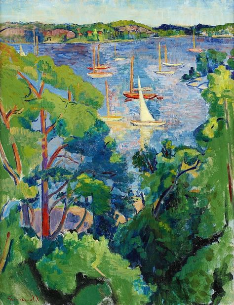 Isaac Grünewald. Sommarutsikt från Saltsjöbaden, 1942. Summer Scenes, 2 September, Digital Museum, European Art, Oil Painting Reproductions, Painting Reproductions, Henri Matisse, Pictures To Paint, Oil Painting On Canvas