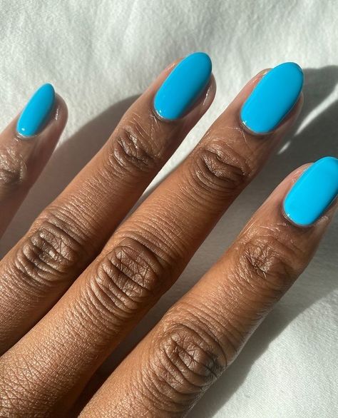 Blue Teal Nails, Teal Blue Nails, Dark Skin Nail Polish, Beautiful Fingers, Bright Blue Nails, Tiffany Blue Nails, Light Blue Nail Polish, Nails Work, Biab Nails