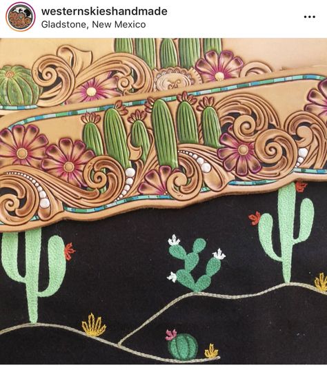 Tooled Cactus, Western Things, Cowgirl Belts, Leather Patterns, Horse Ideas, Cowboy Decorations, Leather Tooling Patterns, Tooled Leather Belts, Tooling Patterns