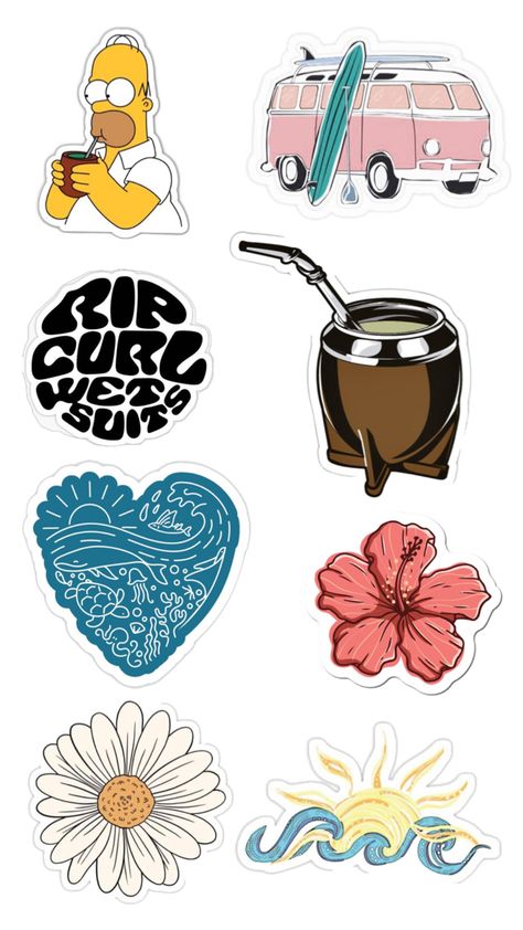 Surf Stickers, Printable Stickers, Graffiti, Surfing, Sketch Book, Doodles, Scrapbooking, Collage, Canvas