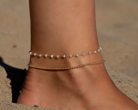 Anklet Accessories, Pearl Ankle Bracelet, Ankle Bracelets Gold, Silver Chain Anklet, Anklet Gold, Gold Pearl Bracelet, Pearl Anklet, Silver Anklet, Ankle Jewelry