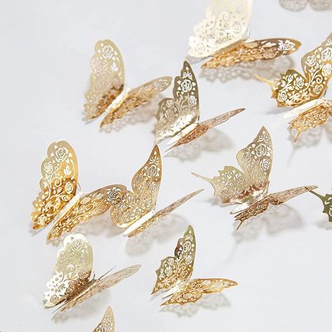 These uniquely designed hollowed out 3D blue butterflies are beautiful, vibrant and shinny add-ons that bring about a flavor of nature indoor. Butterfly Nursery Decor, 3d Butterfly Wall Decor, Spiegel Gold, Rose Patterns, Love Rose Flower, Champagne Gold Color, Rose Flower Pattern, Butterfly Nursery, Diy Wall Decals