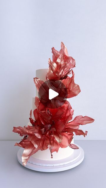 K Cake, Paper Waves, Rice Paper Cake, Tv Stand Modern Design, Beauty Cakes, Amazing Food Art, Screen Layout, Cake Packaging, Red Rice