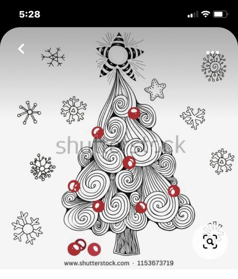 Christmas Zentangle Patterns, Zentangle Art Colorful, Quilling Trees, Zentangle Cards, Zentangle Christmas, Modele Zentangle, Christmas Chalk, Stencil Letters, Christmas Tree Balls