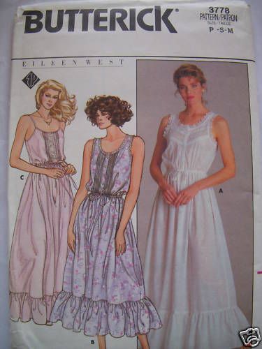 Nightgown Pattern, Dirndl Skirt, Eileen West, Butterick Pattern, Butterick Sewing Pattern, Sewing Pattern Sizes, Sewing Pattern Design, Vintage Designer, Sewing Patterns Free