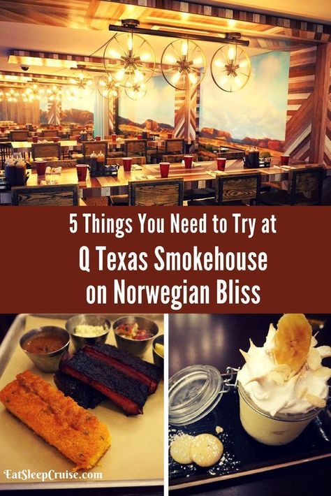 5 Things You Need to Try at Q Texas Smokehouse on Norwegian Bliss. #cruise #CruiseNorwegian #NorwegianBliss #cruisefood #cruisedrinks #ultimatecruisetips Ncl Bliss, Cruise Drinks, Norwegian Bliss, Cruise Checklist, Royal Cruise, Cruise Secrets, Cruise Food, Cruise Pictures, Cruise Essentials