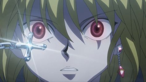 kurapika hunter x hunter hxh chain chains cross eyes scarlet eyes episode 47 uvogin Kurapika Eyes, Story Images, Manga Eyes, Small Canvas Art, Hunter Anime, Manga Covers, Anime Tattoos, Anime Eyes, Anime Character Drawing