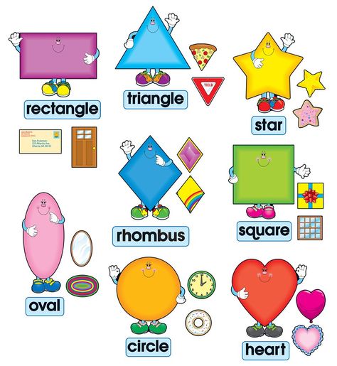 Carson Dellosa Shapes Bulletin Board Set (3273) Shape Chart, Creative Math, Carson Dellosa, Preschool Classroom Decor, Math Stem, Shapes Preschool, Bulletin Board Sets, Shapes Activities, English Activities