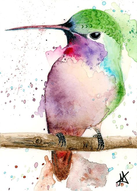 ACEO Hummingbird Print High Quality Limited Edition Giclée Art Print "Hummingbird"  This collectible, Limited Edition High-Quality print is based on one of my original, hand-painted "One of a Kind" miniature ACEO artworks (2.5x3.5 inches). Each piece is unique and was created using professional watercolors. Only a very small batch of 50 ACEO prints are available, each one signed and numbered by me. Once they are sold, this ACEO edition print will retire and will not be reproduced as an ACEO coll Small Birds Painting, Hummingbird Collage, Watercolor Hummingbirds, Hummingbird Artwork, Hummingbird Illustration, Hummingbird Watercolor, Beginning Watercolor, Garden Collage, Hummingbird Print