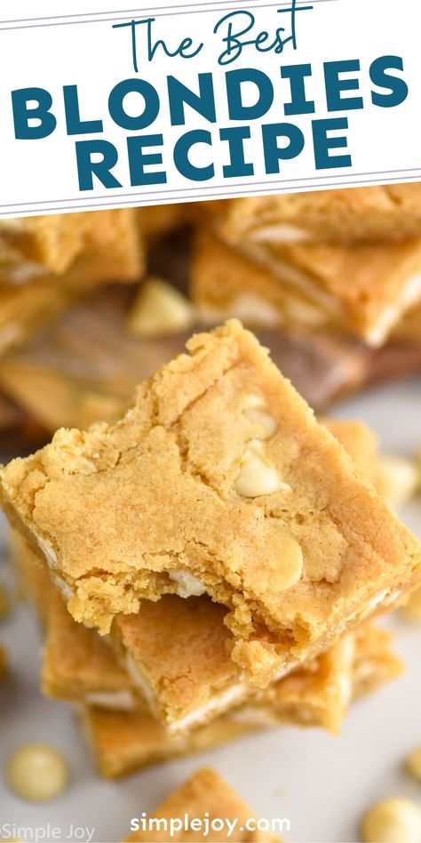 Best Blondies Recipe Blonde Brownies, Sheet Pan Blondies Recipe, Blonde Cookie Bars, Blond Brownies Recipe Easy, Blondie Cookie Bars, Blondies Recipe Easy Cake Mixes, Blondie Bars Recipe, Blondes Recipe, Easy Bar Cookies Recipes