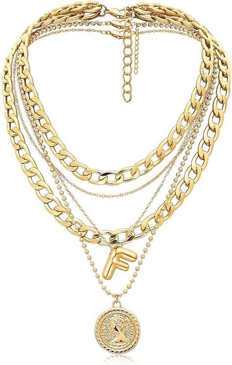 Amazon.com: MJartoria Gold Layered Necklaces for Women Trendy Balloon Initial Pendant Necklace Dainty Chunky Chain Choker Necklaces Jewelry Birthday Gifts (S, Gold) : Clothing, Shoes & Jewelry Chunky Necklace Gold, Gold Chunky Jewelry, Filling Foods, Gold Layered Necklaces, Trendy Balloons, Gold Clothing, Chunky Gold Necklaces, Necklace Layered, Chunky Jewelry