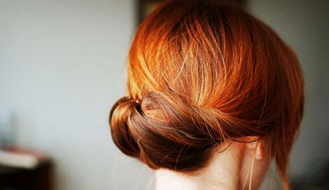 28 Hairstyling Tricks Every Woman Should Know | PureWow National Tuck Hairstyle, Elegant Updos For Medium Hair, Hair Low Bun, Hair Color Orange, Elegant Updos, Up Dos For Medium Hair, Crystal Hair Pins, Half Updo, Hair Red