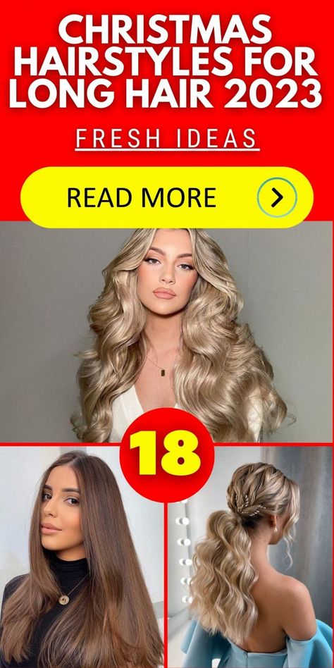 Christmas Hairstyles for Long Hair 2023 18 Ideas Hairstyles For Long Hair 2023, Elegant Braided Updo, Christmas Hairstyles For Long Hair, Long Hair 2023, Easy Christmas Hairstyles, Futuristic Hair, Classy Updo, Diy Updo, Christmas Party Hairstyles