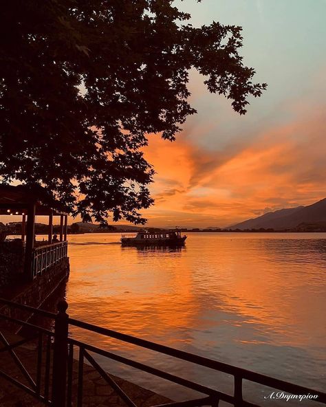 Ioannina, Greece Sunset above the lake! .  Photo by Ioannina Greece, Greece Sunset, Greece, Lake, Photographer